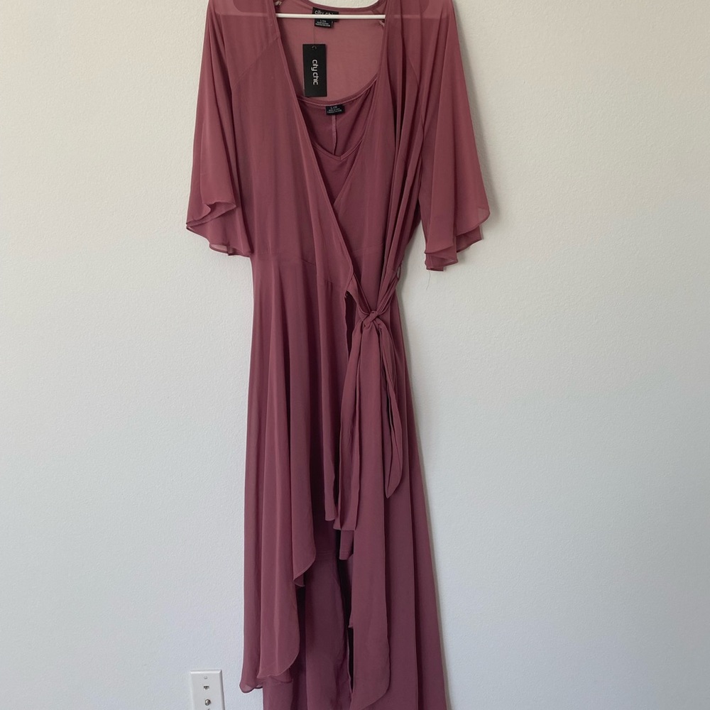 City chic mauve chiffon dress